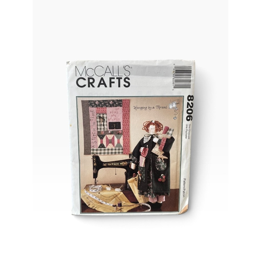 McCall's Crafts 8206 Sewing Theme Folk Art Doll Quilt 23" Doll 44x60" Quilt 90s